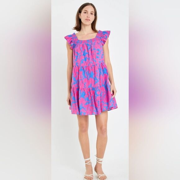 English Factory Floral Print Sleeveless Mini Dress Size L - Picture 5 of 8